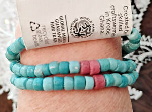 NWT Global Mamas Fair Trade Stretch Bracelet Recycled Glass Ghana Boho
